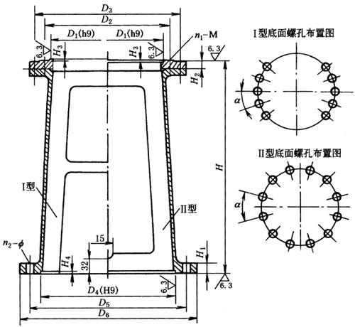 WJ、LWJ型無支點機架外形及安裝尺寸